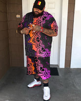 Men's Casual Print Short Sleeve Suits